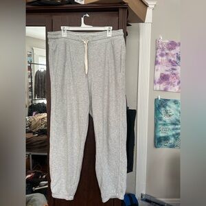 Aerie Lightweight Gray Sweatpants with Drawstring, size Large